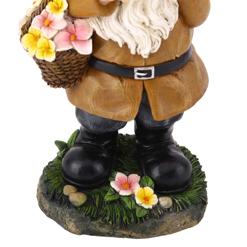 DUSVALLY Garden Gnome Statue Statuary Garden Sculptures Yard DÃ©cor,Statue with Flower Basket and Frog - Image 5